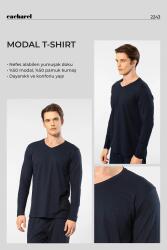 Cacharel Erkek %50 Modal, %50 Pamuk V Yaka Uzunkol T-shirt - 15