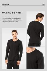 Cacharel Erkek %50 Modal, %50 Pamuk V Yaka Uzunkol T-shirt - 23