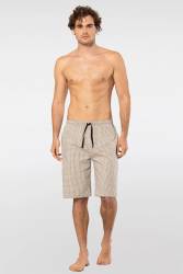 Cacharel Erkek Ekoseli Cepli Dokuma Bermuda Şort, %95 pamuk %5 likra - Thumbnail