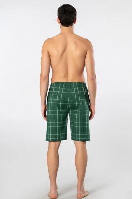 Cacharel Erkek Ekoseli Cepli Dokuma Bermuda Şort, %95 pamuk %5 likra - 3