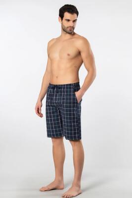 Cacharel Erkek Ekoseli Cepli Dokuma Bermuda Şort, %95 pamuk %5 likra - 6