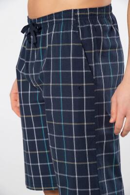 Cacharel Erkek Ekoseli Cepli Dokuma Bermuda Şort, %95 pamuk %5 likra - 7