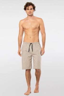 Cacharel Erkek Ekoseli Cepli Dokuma Bermuda Şort, %95 pamuk %5 likra - 12