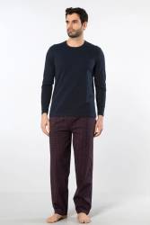 Cacharel Erkek Pijama Takım, Üst Penye Alt Poplin Kumaş, %95 Pamuk, %5 Elastan - Thumbnail