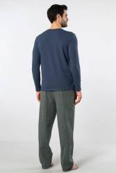 Cacharel Erkek Pijama Takım, Üst Penye Alt Poplin Kumaş, %95 Pamuk, %5 Elastan - Thumbnail