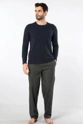 Cacharel Erkek Pijama Takım, Üst Penye Alt Poplin Kumaş, %95 Pamuk, %5 Elastan - Thumbnail