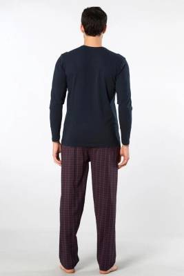 Cacharel - Cacharel Erkek Pijama Takım, Üst Penye Alt Poplin Kumaş, %95 Pamuk, %5 Elastan (1)