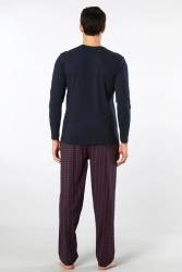 Cacharel Erkek Pijama Takım, Üst Penye Alt Poplin Kumaş, %95 Pamuk, %5 Elastan (1)
