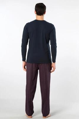 Cacharel Erkek Pijama Takım, Üst Penye Alt Poplin Kumaş, %95 Pamuk, %5 Elastan - 2