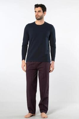 Cacharel Erkek Pijama Takım, Üst Penye Alt Poplin Kumaş, %95 Pamuk, %5 Elastan - 3