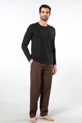 Cacharel Erkek Pijama Takım, Üst Penye Alt Poplin Kumaş, %95 Pamuk, %5 Elastan - 4