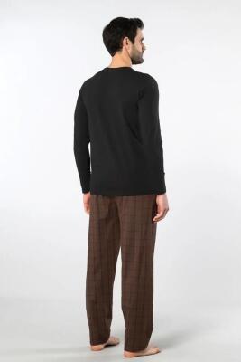 Cacharel Erkek Pijama Takım, Üst Penye Alt Poplin Kumaş, %95 Pamuk, %5 Elastan - 6
