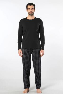 Cacharel Erkek Pijama Takım, Üst Penye Alt Poplin Kumaş, %95 Pamuk, %5 Elastan - 7
