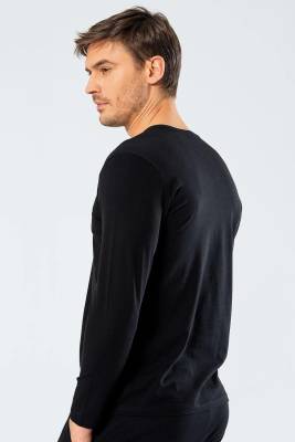 Cacharel - Cacharel Erkek Uzunkol V Yaka T-shirt, %95 Pamuk %5 Elestan (1)