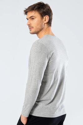 Cacharel Erkek Uzunkol V Yaka T-shirt, %95 Pamuk %5 Elestan - 9