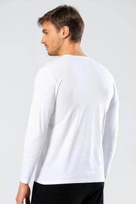 Cacharel Erkek Uzunkol V Yaka T-shirt, %95 Pamuk %5 Elestan - 3