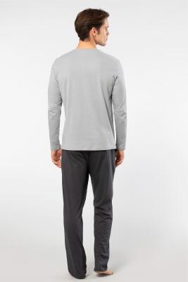 Cacharel Erkek V Yaka Uzunkol Pijama Takım, %50 Modal, %50 Pamuk Alt Pijama ceplidir - 8