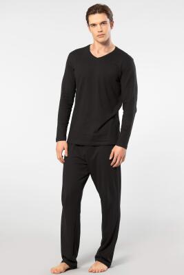 Cacharel Erkek V Yaka Uzunkol Pijama Takım, %50 Modal, %50 Pamuk Alt Pijama ceplidir - 22