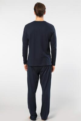 Cacharel Erkek V Yaka Uzunkol Pijama Takım, %50 Modal, %50 Pamuk Alt Pijama ceplidir - 26