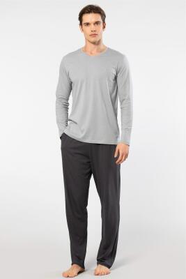 Cacharel Erkek V Yaka Uzunkol Pijama Takım, %50 Modal, %50 Pamuk Alt Pijama ceplidir - 6