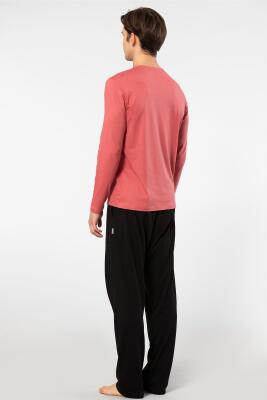 Cacharel Erkek Yuvarlak Yaka Uzunkol Pijama Takım, %50 Modal, %50 Pamuk Alt Pijama ceplidir - 14
