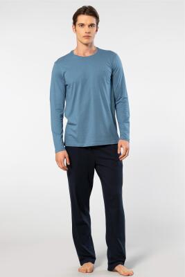 Cacharel Erkek Yuvarlak Yaka Uzunkol Pijama Takım, %50 Modal, %50 Pamuk Alt Pijama ceplidir - 10
