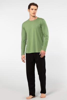 Cacharel Erkek Yuvarlak Yaka Uzunkol Pijama Takım, %50 Modal, %50 Pamuk Alt Pijama ceplidir - 19