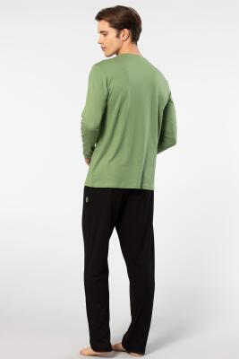 Cacharel Erkek Yuvarlak Yaka Uzunkol Pijama Takım, %50 Modal, %50 Pamuk Alt Pijama ceplidir - 21