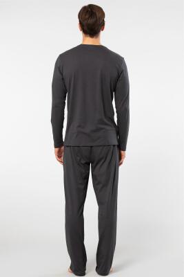 Cacharel Erkek Yuvarlak Yaka Uzunkol Pijama Takım, %50 Modal, %50 Pamuk Alt Pijama ceplidir - 23