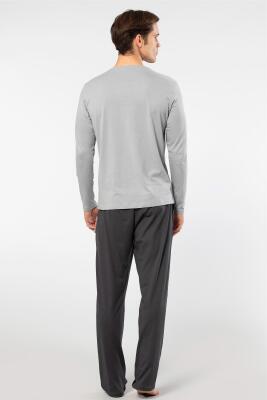 Cacharel Erkek Yuvarlak Yaka Uzunkol Pijama Takım, %50 Modal, %50 Pamuk Alt Pijama ceplidir - 7