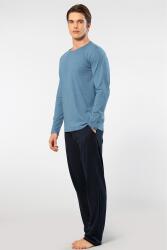 Cacharel Erkek Yuvarlak Yaka Uzunkol Pijama Takım, %50 Modal, %50 Pamuk Alt Pijama ceplidir indigo