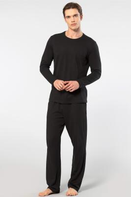 Cacharel Erkek Yuvarlak Yaka Uzunkol Pijama Takım, %50 Modal, %50 Pamuk Alt Pijama ceplidir - 16