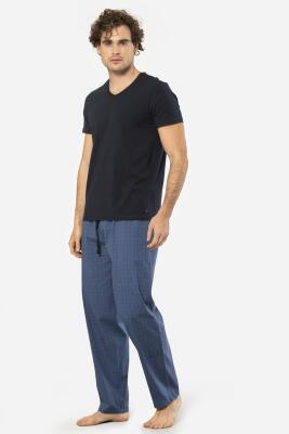 Cacharel V Yaka Kısa Kol T-shirt ve Cepli Ekoseli Alt Pijama Takım - 7