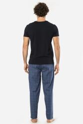 Cacharel V Yaka Kısa Kol T-shirt ve Cepli Ekoseli Alt Pijama Takım - 14