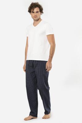 Cacharel V Yaka Kısa Kol T-shirt ve Cepli Ekoseli Alt Pijama Takım - 15