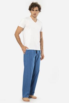 Cacharel V Yaka Kısa Kol T-shirt ve Cepli Ekoseli Alt Pijama Takım - 21