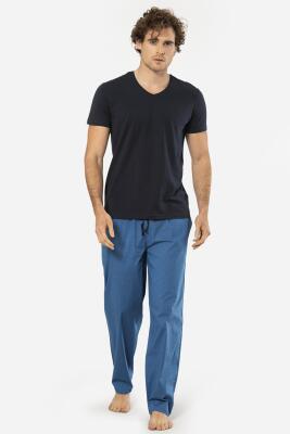 Cacharel V Yaka Kısa Kol T-shirt ve Cepli Ekoseli Alt Pijama Takım - 29