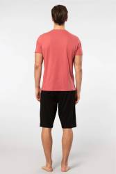 Cacharel V Yaka T-shirt ve Cepli Bermuda Şort Takım, %50 Pamuk %50 Modal - Thumbnail