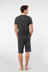 Cacharel V Yaka T-shirt ve Cepli Bermuda Şort Takım, %50 Pamuk %50 Modal - 3