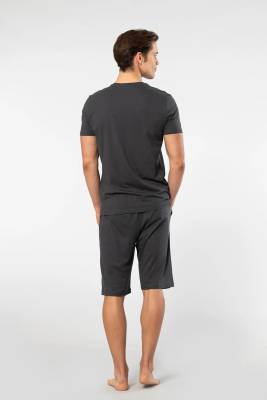 Cacharel V Yaka T-shirt ve Cepli Bermuda Şort Takım, %50 Pamuk %50 Modal - 3