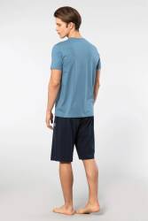 Cacharel V Yaka T-shirt ve Cepli Bermuda Şort Takım, %50 Pamuk %50 Modal - 12