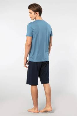 Cacharel V Yaka T-shirt ve Cepli Bermuda Şort Takım, %50 Pamuk %50 Modal - 12