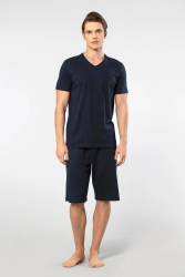 Cacharel V Yaka T-shirt ve Cepli Bermuda Şort Takım, %50 Pamuk %50 Modal - 16