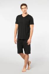 Cacharel V Yaka T-shirt ve Cepli Bermuda Şort Takım, %50 Pamuk %50 Modal - 25