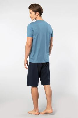 Cacharel V Yaka T-shirt ve Cepli Bermuda Şort Takım, %50 Pamuk %50 Modal - 12