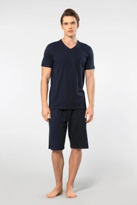Cacharel V Yaka T-shirt ve Cepli Bermuda Şort Takım, %50 Pamuk %50 Modal - 16