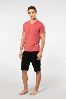 Cacharel V Yaka T-shirt ve Cepli Bermuda Şort Takım, %50 Pamuk %50 Modal - 21