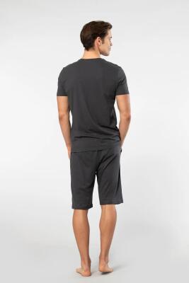 Cacharel V Yaka T-shirt ve Cepli Bermuda Şort Takım, %50 Pamuk %50 Modal - 3