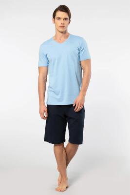 Cacharel V Yaka T-shirt ve Cepli Bermuda Şort Takım, %50 Pamuk %50 Modal - 18