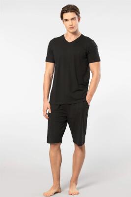 Cacharel V Yaka T-shirt ve Cepli Bermuda Şort Takım, %50 Pamuk %50 Modal - 23